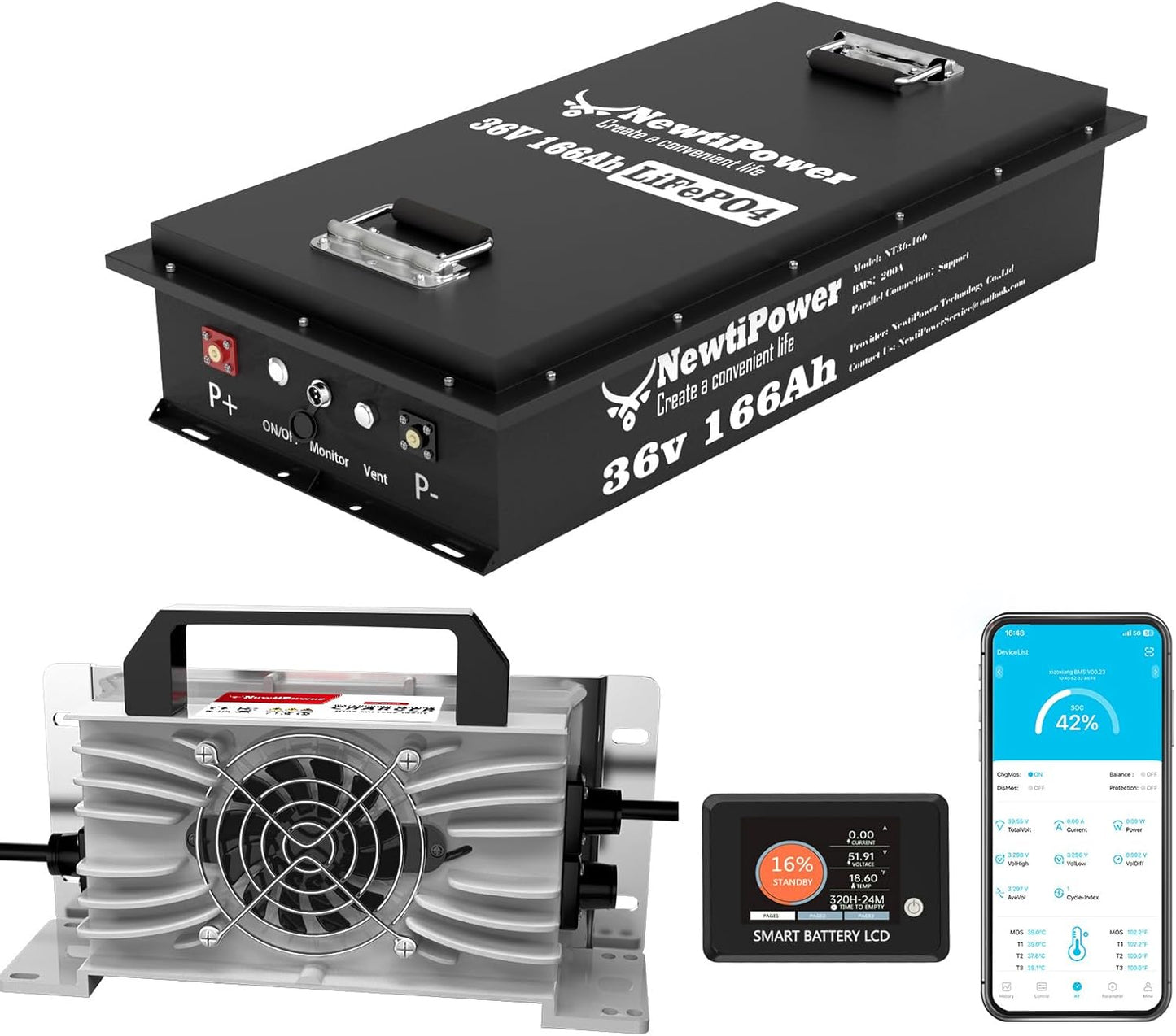 36V 166Ah Golf Cart Lithium LiFePO4 Battery for Off Grid Use