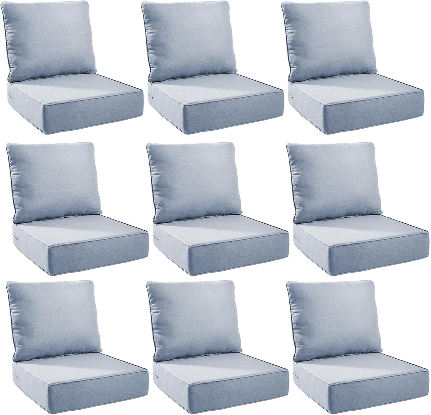 Outdoor Cushion Set for Patio Furniture - 9-Pack Baby Blue