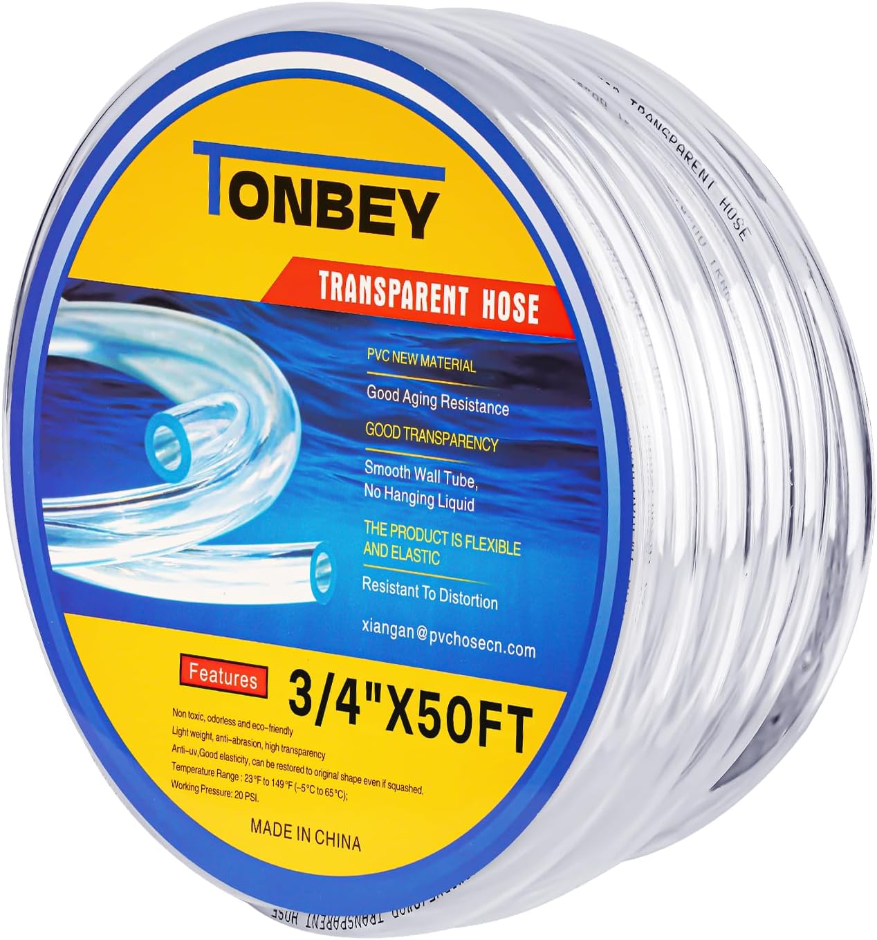 3/4 I.D x 1 O.D Clear Vinyl Tubing for Home Brewing and More