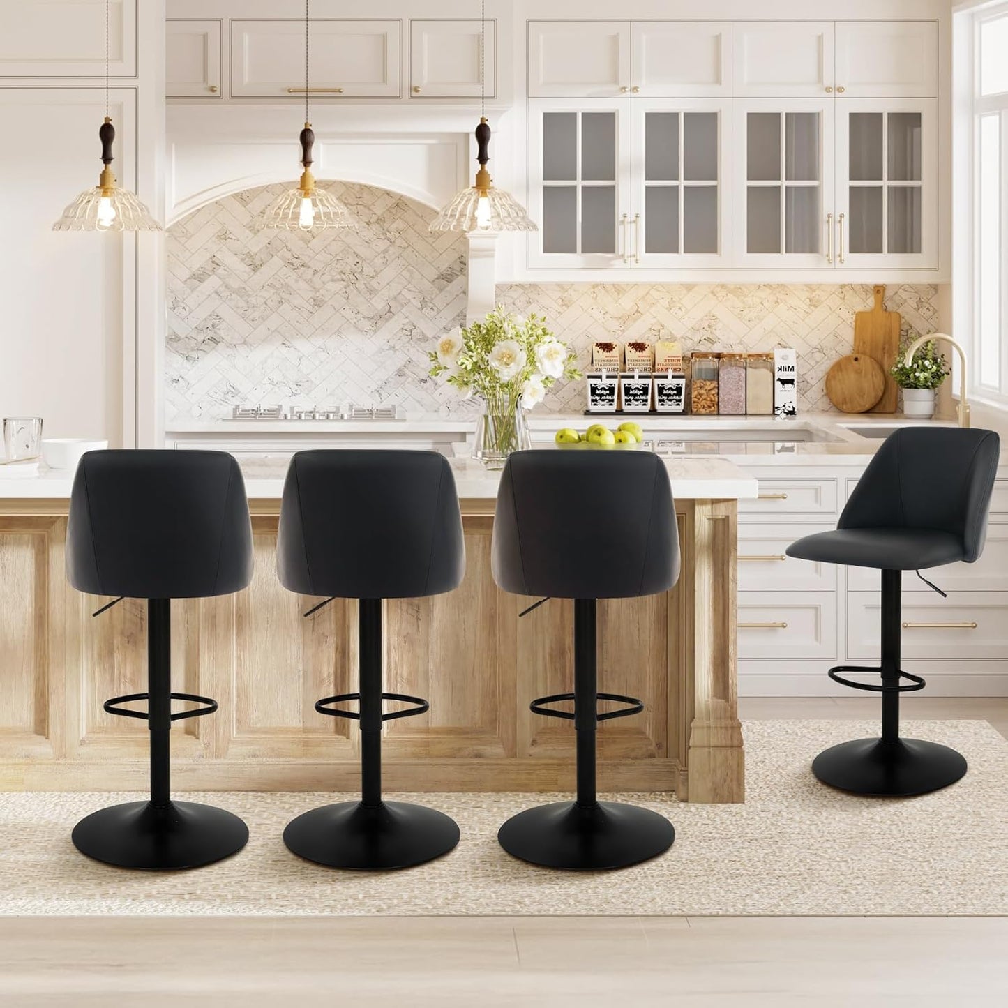 Modern Swivel Bar Stools Set of 4 with Adjustable Height