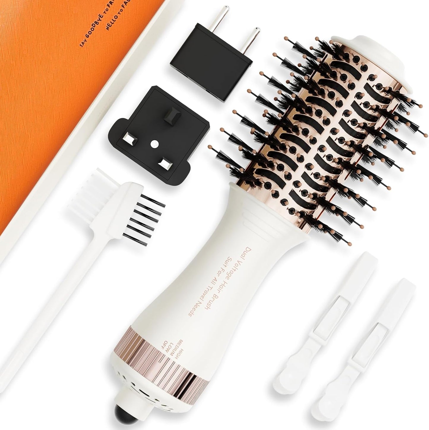 Travel-Friendly 4-in-1 Hair Styler Brush - Dual Voltage & Versatile!
