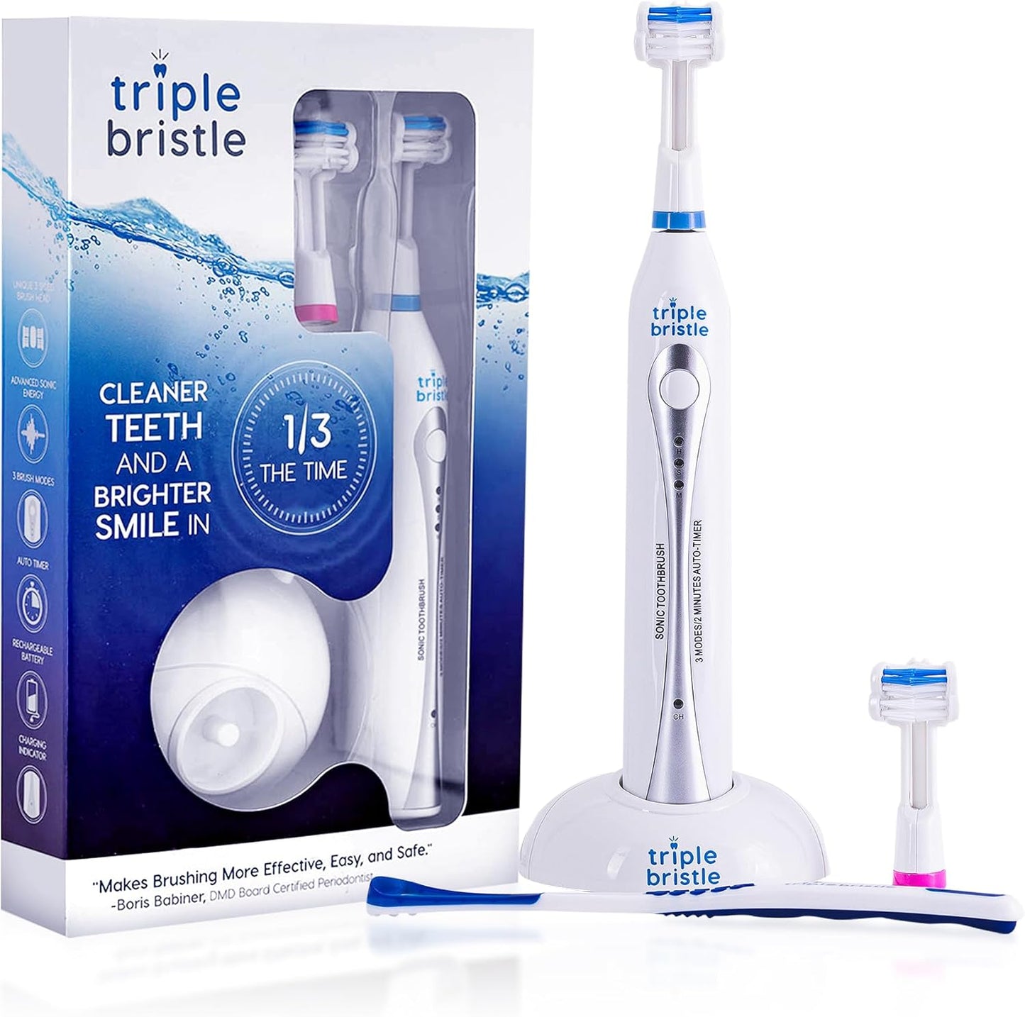 Triple Bristle Original Sonic Toothbrush for Effective Cleaning