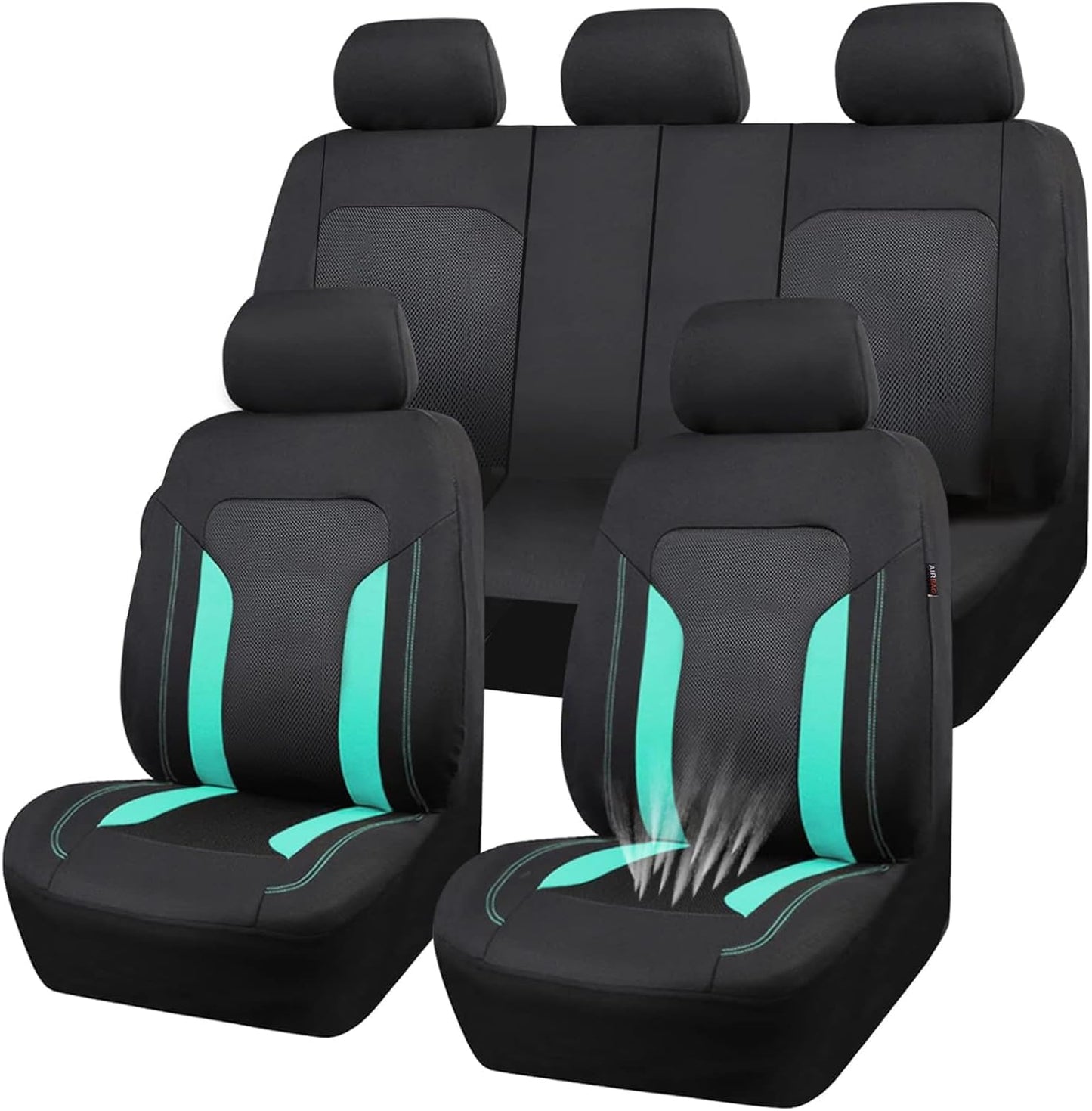 CAR PASS 3D Air Mesh Car Seat Covers Full Set for SUVs and Sedans