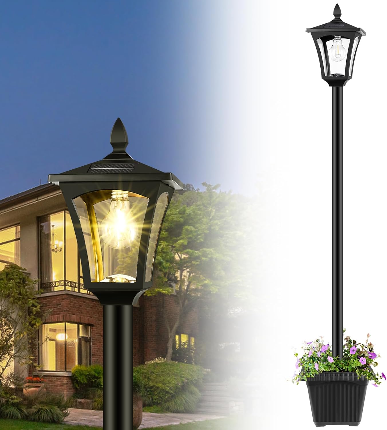 72in Solar Outdoor Light with Planter for Eco-Friendly Decor