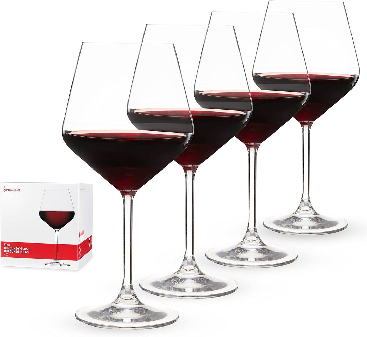 Spiegelau Style Burgundy Wine Glasses Set of 4 for Red Wine