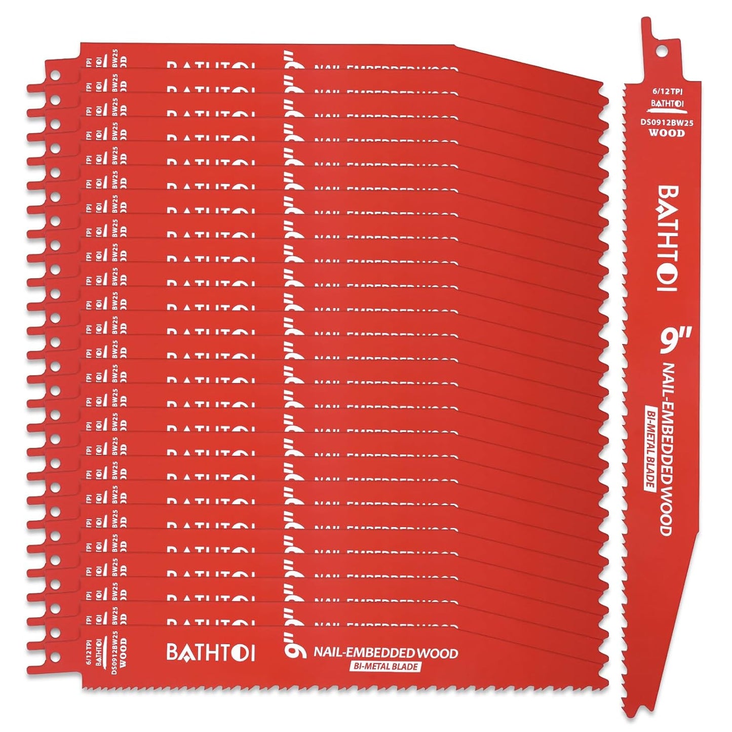 25 Pack 9 Inch Reciprocating Saw Blades for Wood Cutting