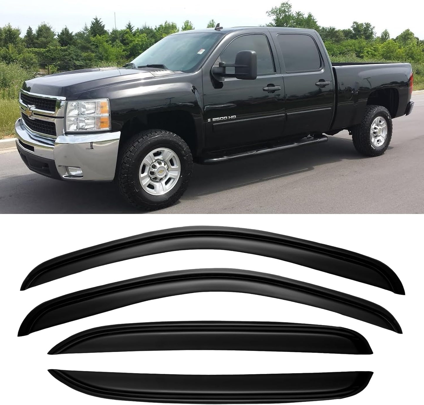 Window Rain Guards for 2007-2013 Chevy Silverado and GMC Sierra