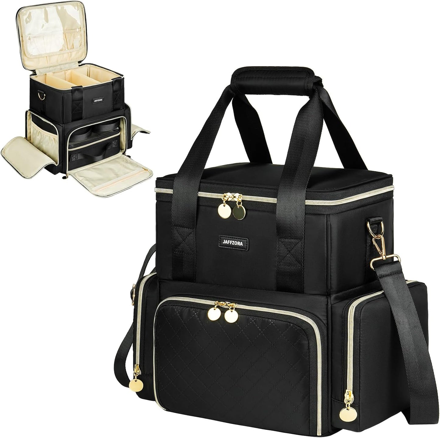 Jaffzora Extra Large Makeup Bag with 3 Removable Cases