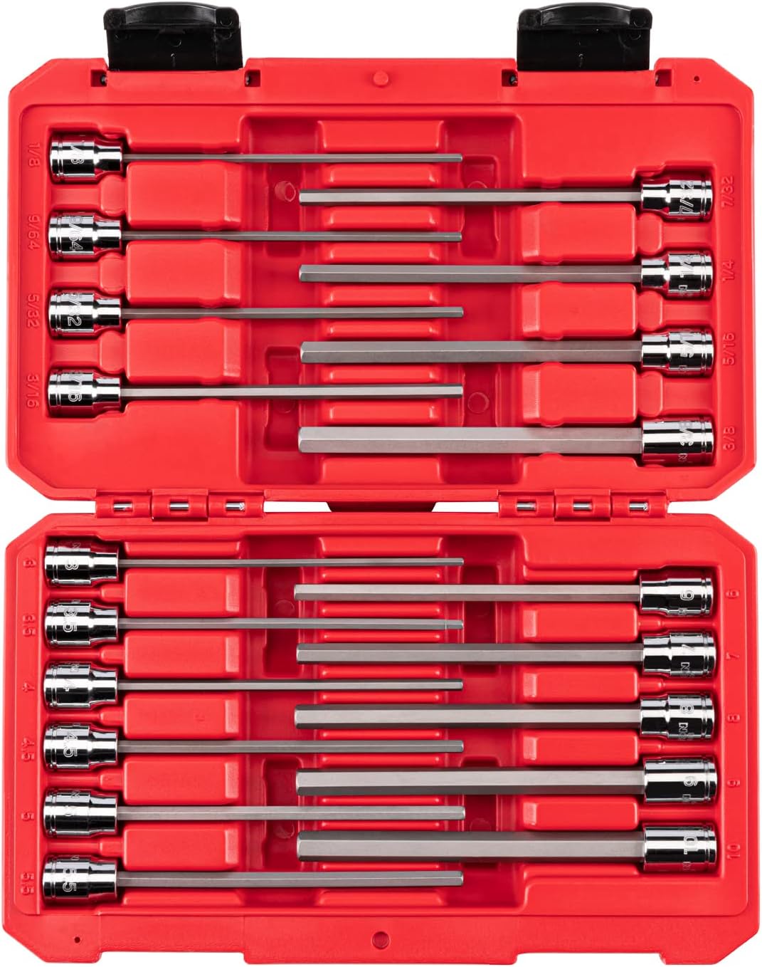 TEKTON 3/8 Inch Drive Long Hex Bit Socket Set - 19-Piece Set