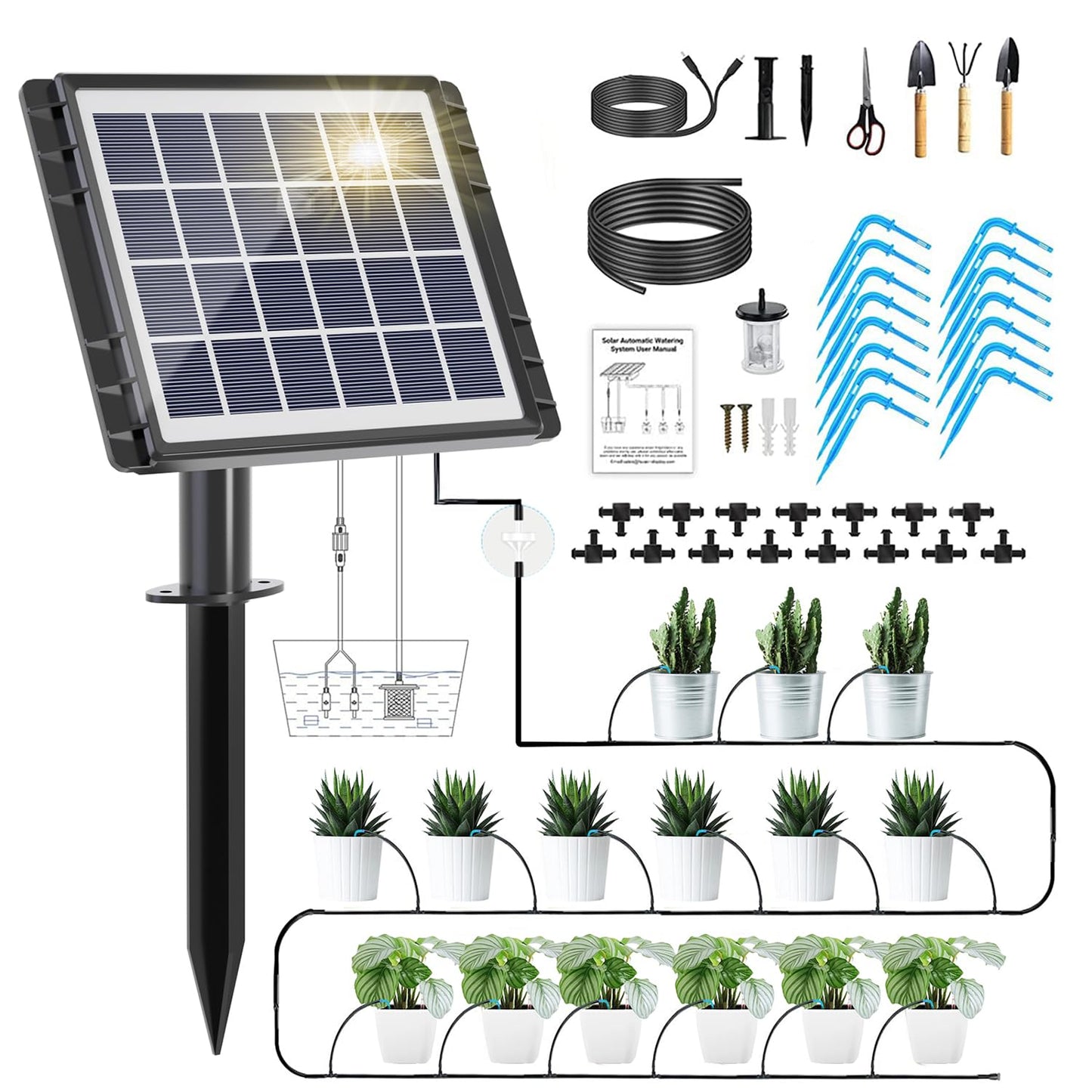 Solar Automatic Drip Irrigation Kit for Effortless Plant Care