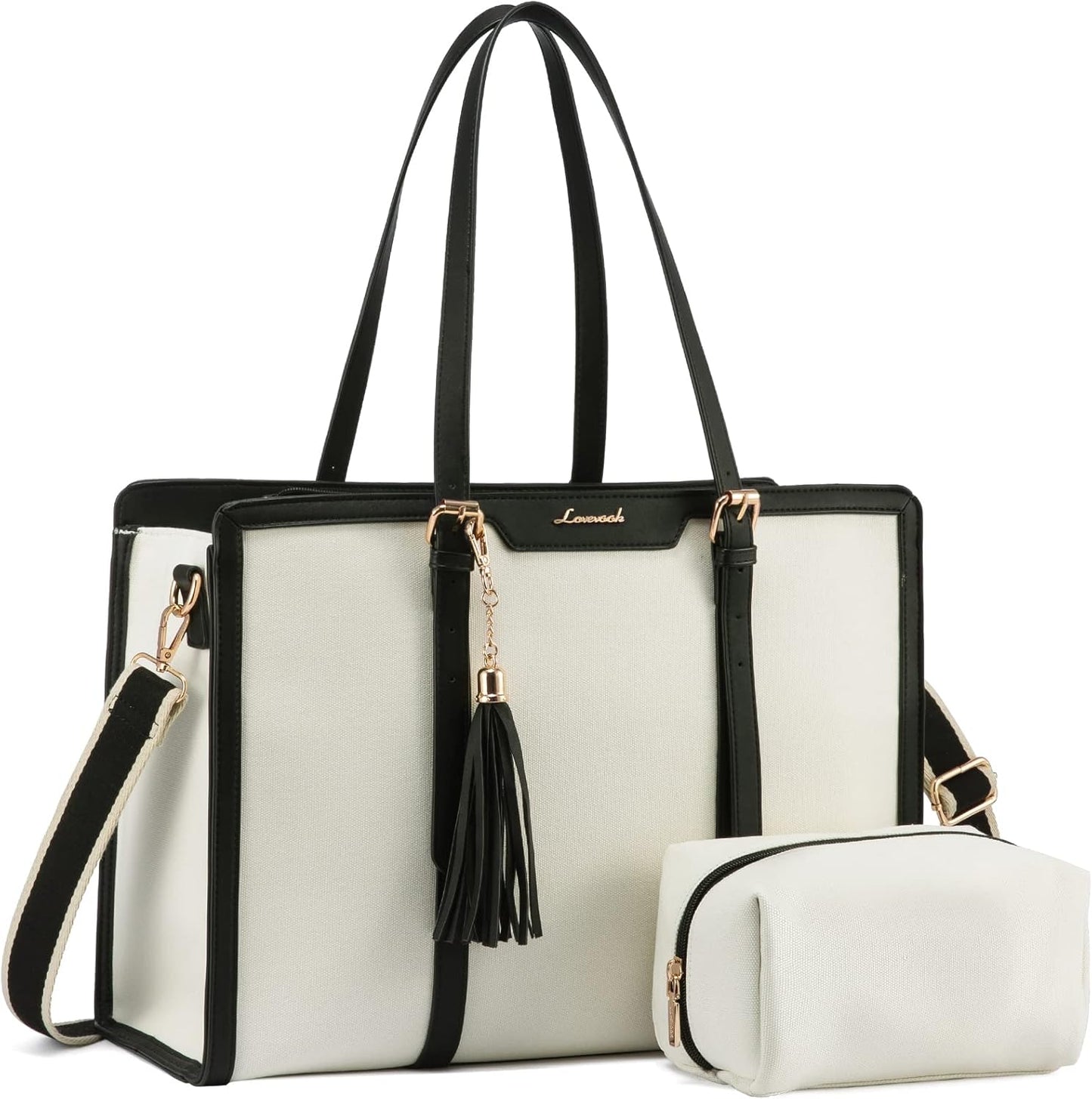 LOVEVOOK 17 Inch Lightweight Canvas Laptop Tote Bag for Women