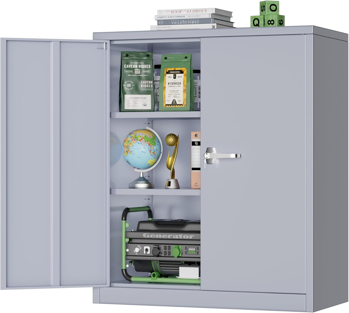 Lockable Metal Storage Cabinet for Home Office and Garage Use