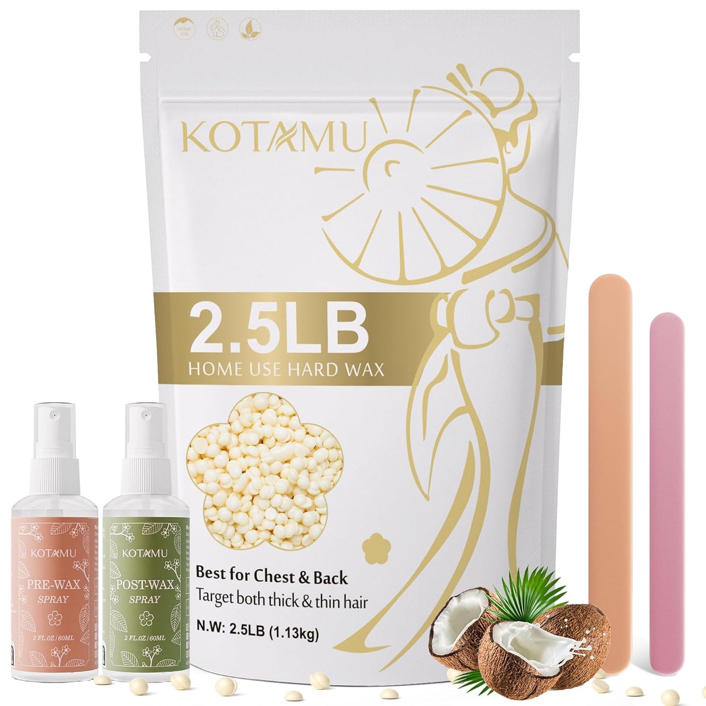 KOTAMU Hard Wax Beads for Effective Hair Removal at Home