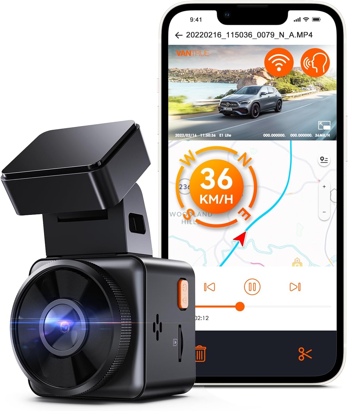 Vantrue E1 Lite: GPS Dash Cam with Voice Control