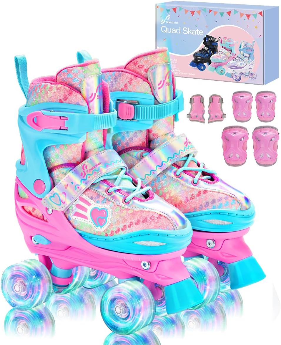 Sportneer Kids Roller Skates with Adjustable Sizes and Lights