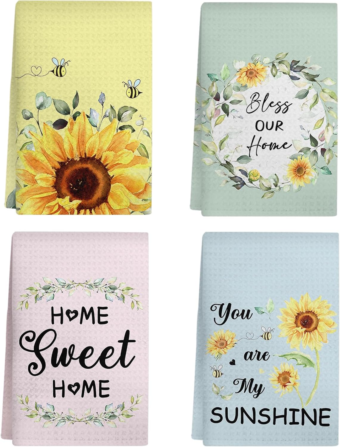 Floral Microfiber Kitchen Towels 4-Pack, Absorbent & Stylish 23.6x15.8 in by SELINGY