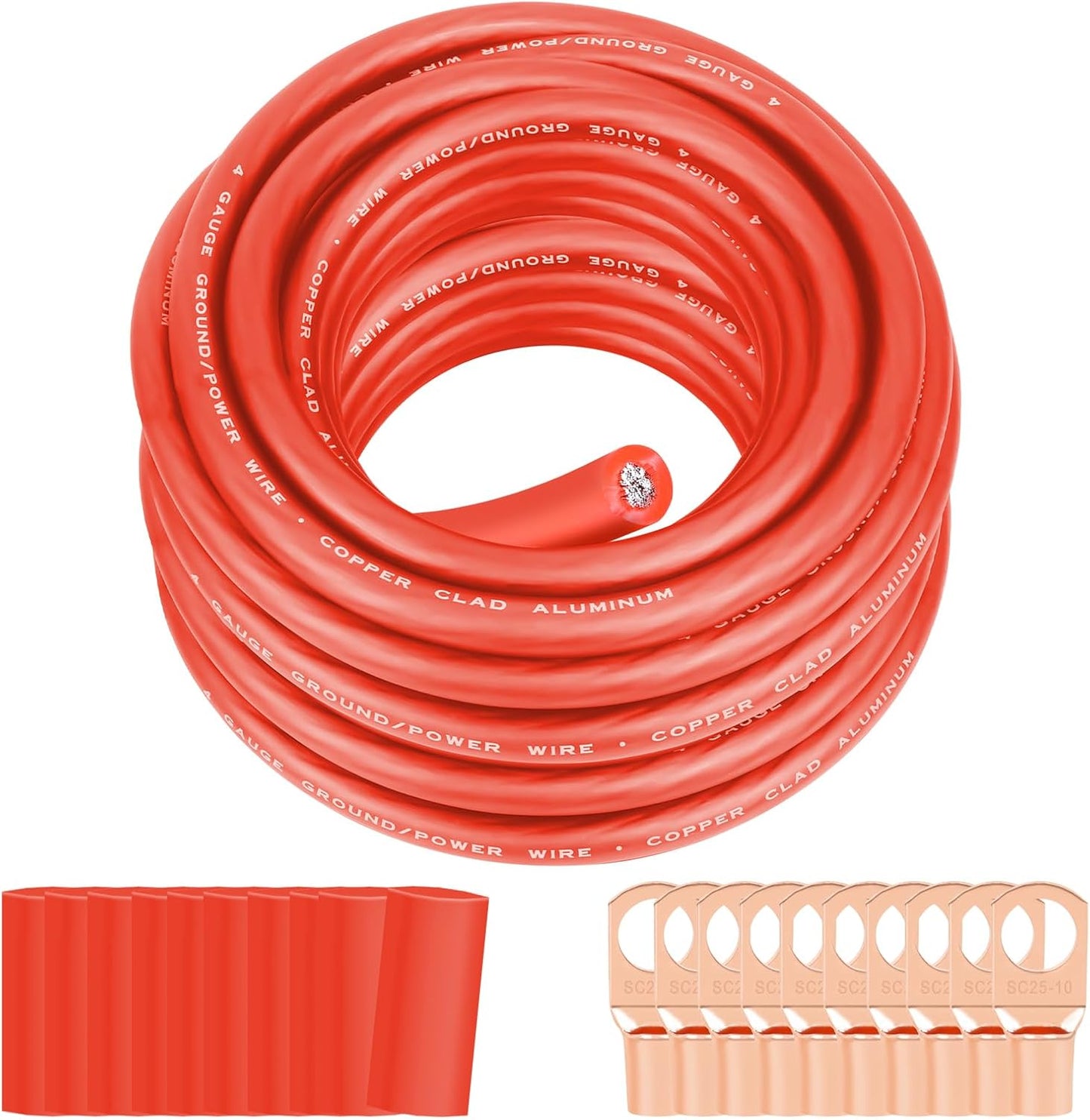 4 Gauge Wire 50FT Red True Spec Power Ground Cable for Auto Use
