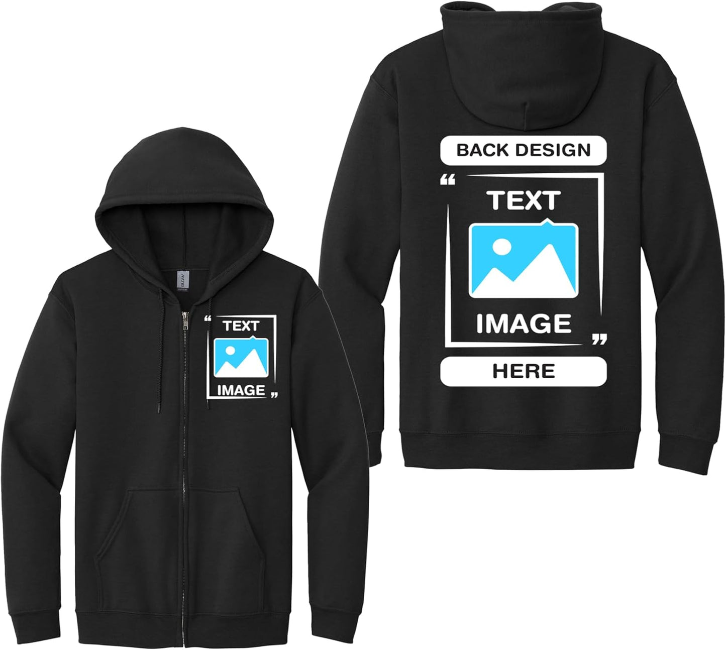 Personalized Gildan Zip Hoodie - Customized Unisex Jacket