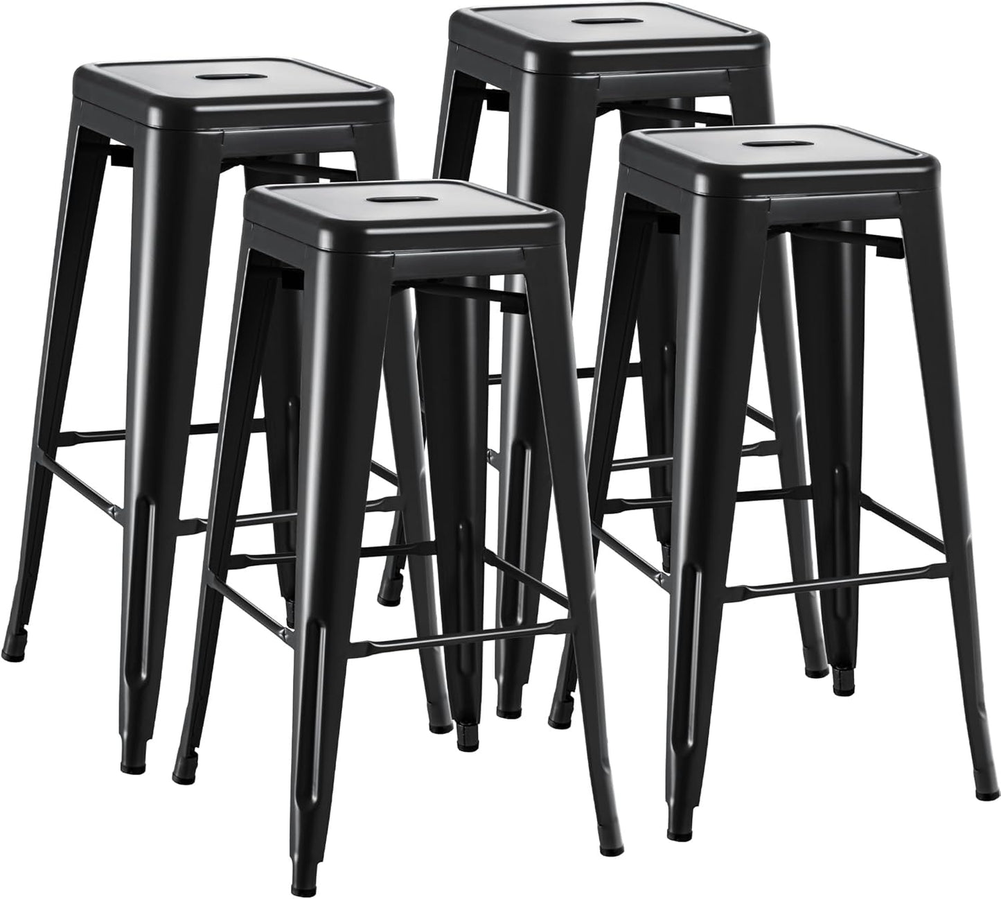 Furmax 30 Inches Metal Bar Stools Set of 4 for Indoor Outdoor Use