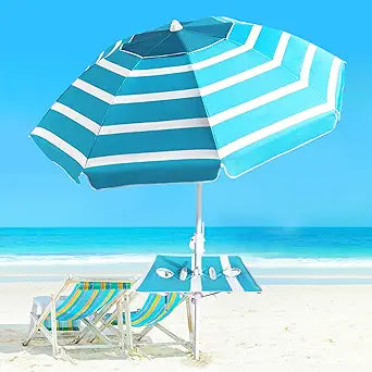 Beach Umbrella for Sand Wind Portable with Tilt Pole Design