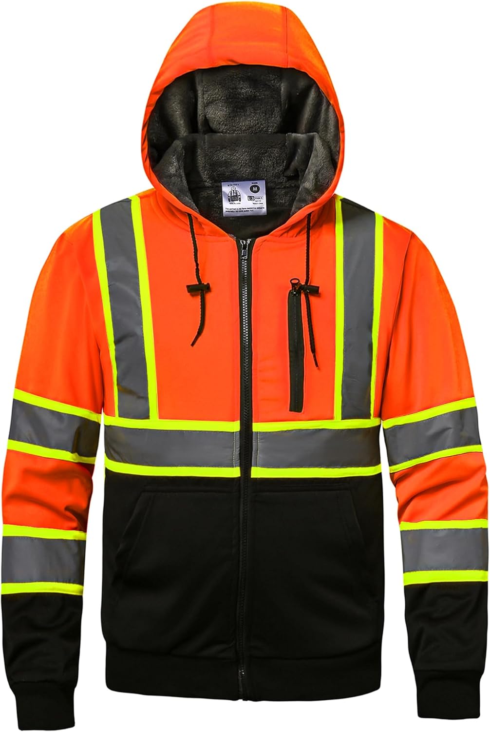 High Visibility Hoodie for Men - Fleece Lined Reflective Safety