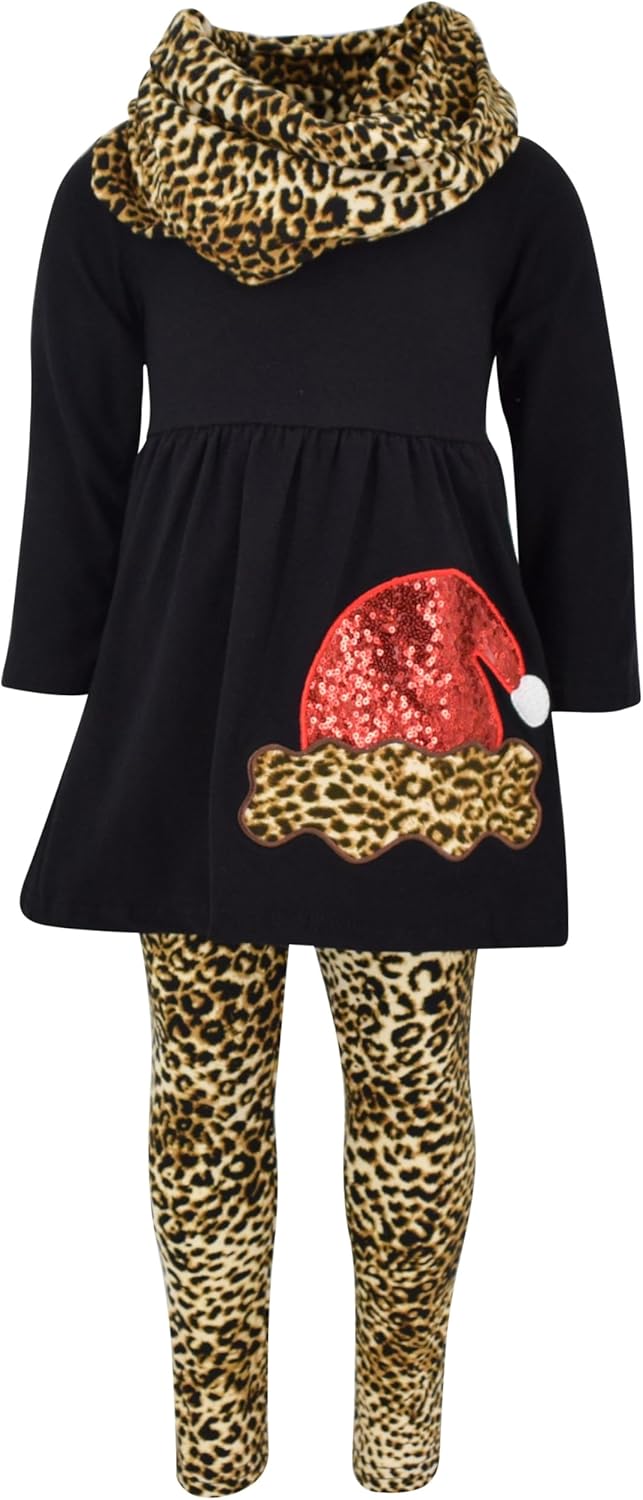 Unique Baby Girls 3pc Outfit Set with Long Sleeve Tunic Top