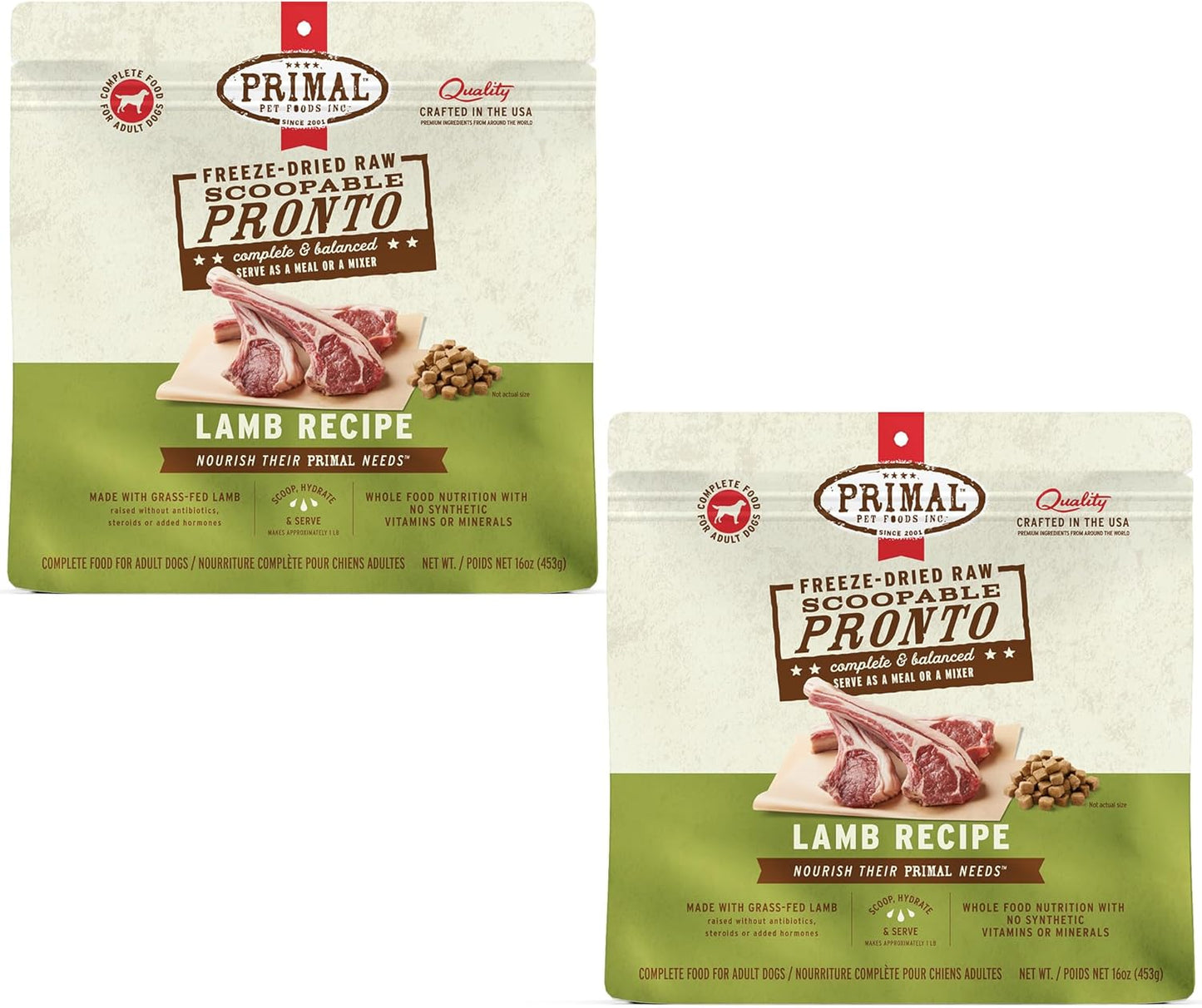 Primal Freeze Dried Dog Food Pronto Mini Nuggets Lamb 16 oz