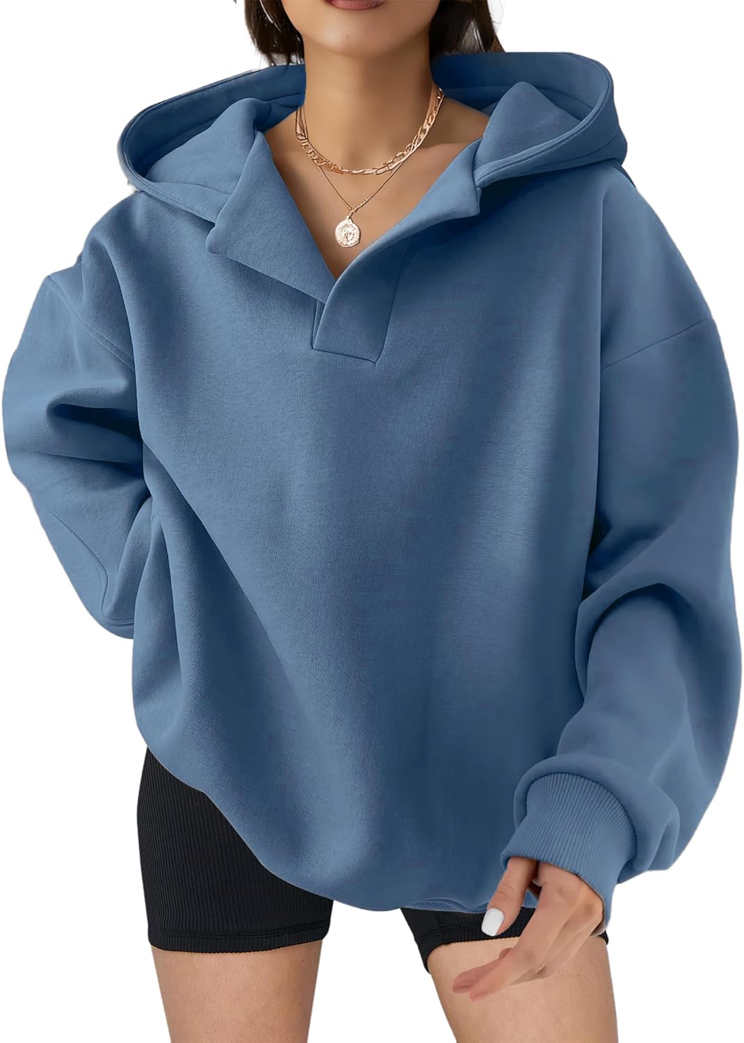 SHEWIN Women Casual Oversized Long Sleeve Fleece Sweatshirt