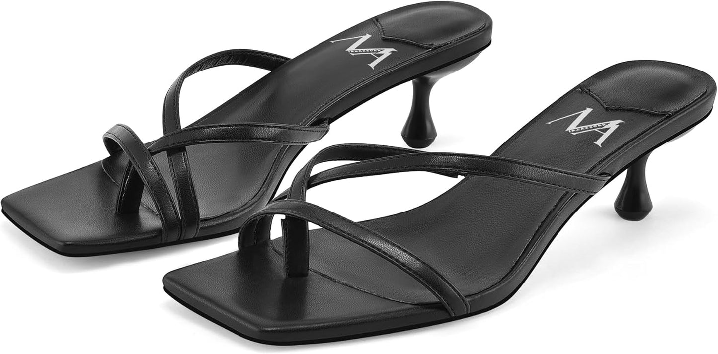MIRAAZZURRA Kitten Heels for Women: Trendy Flip Flop Slides