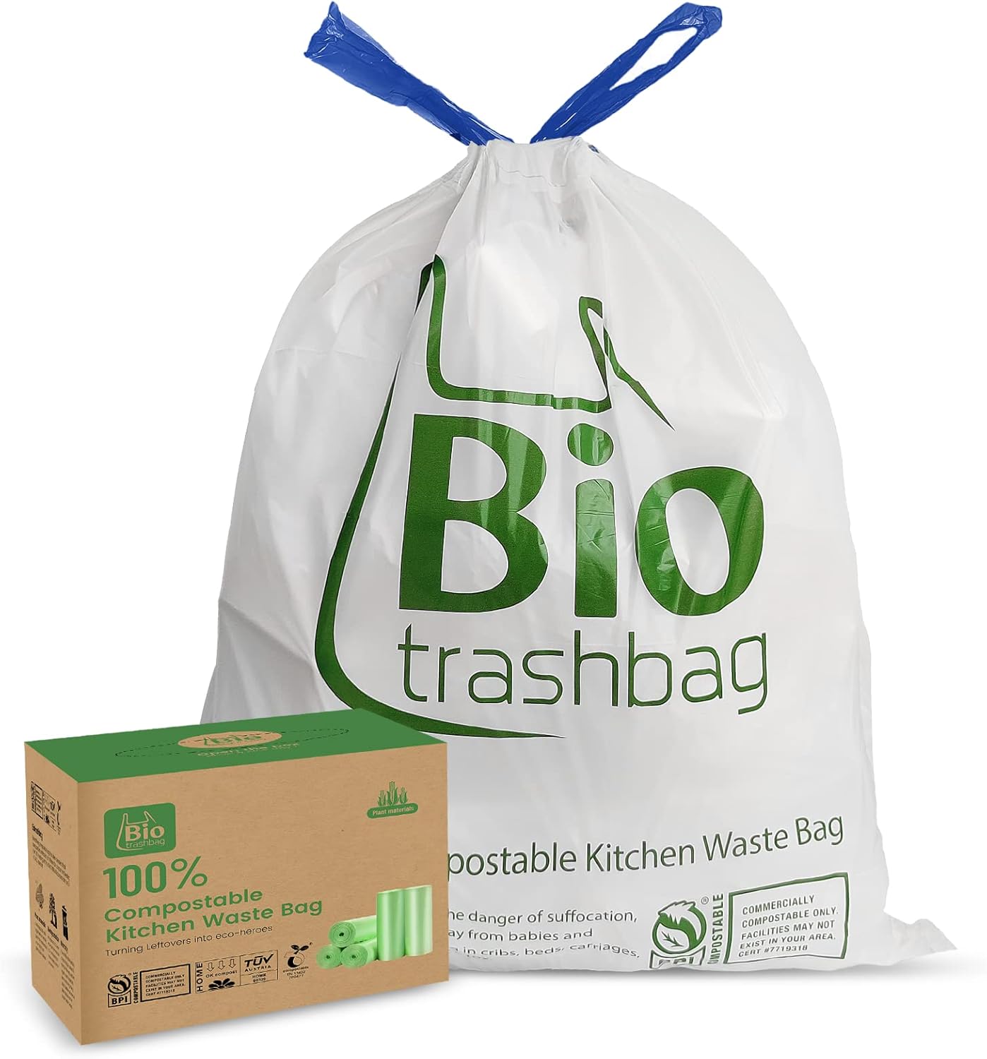 100 Biodegradable Drawstring Trash Bags