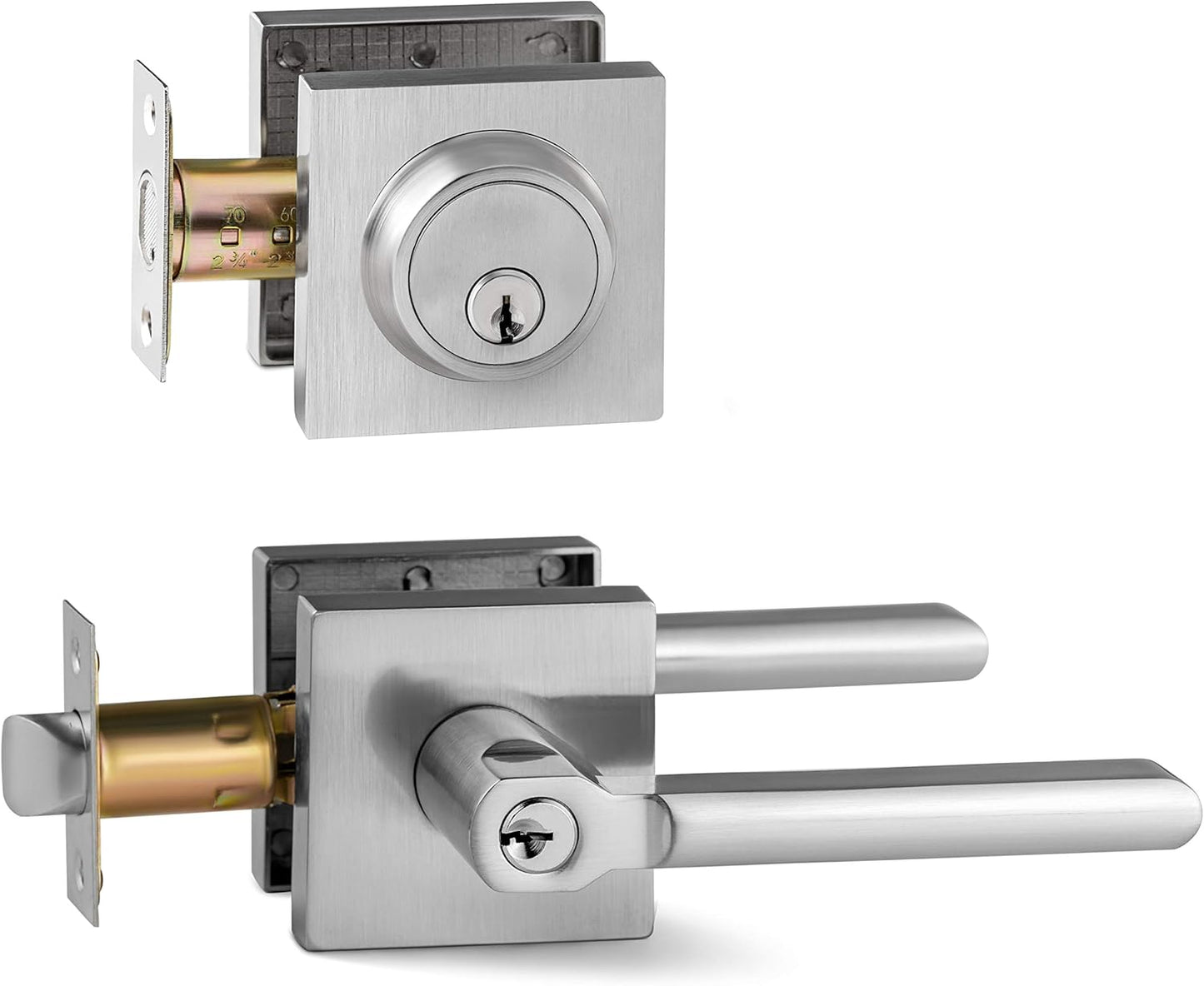 Berlin Modisch Entry Lever Door Handle and Deadbolt Lock Set