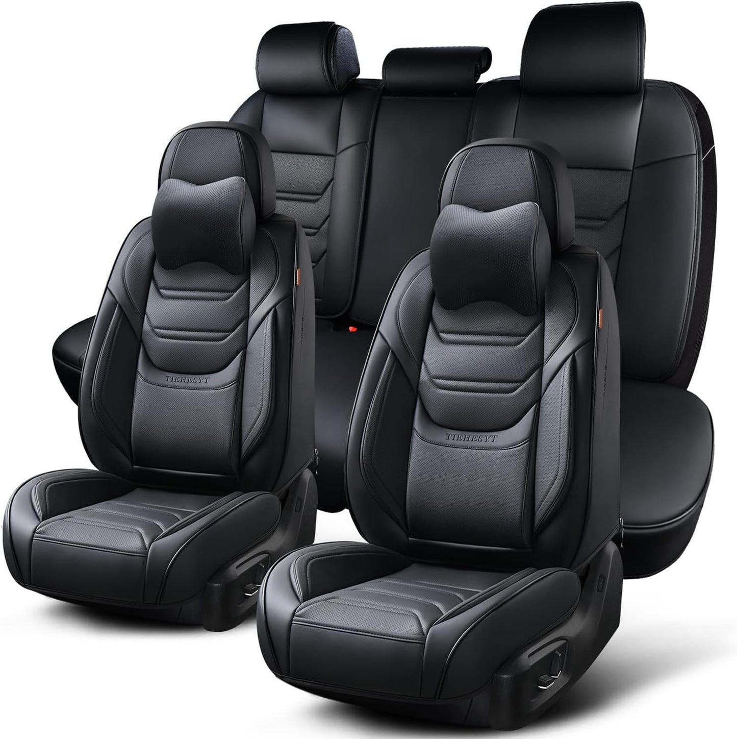 Black Car Seat Covers Full Set for Sedans and SUVs - Waterproof
