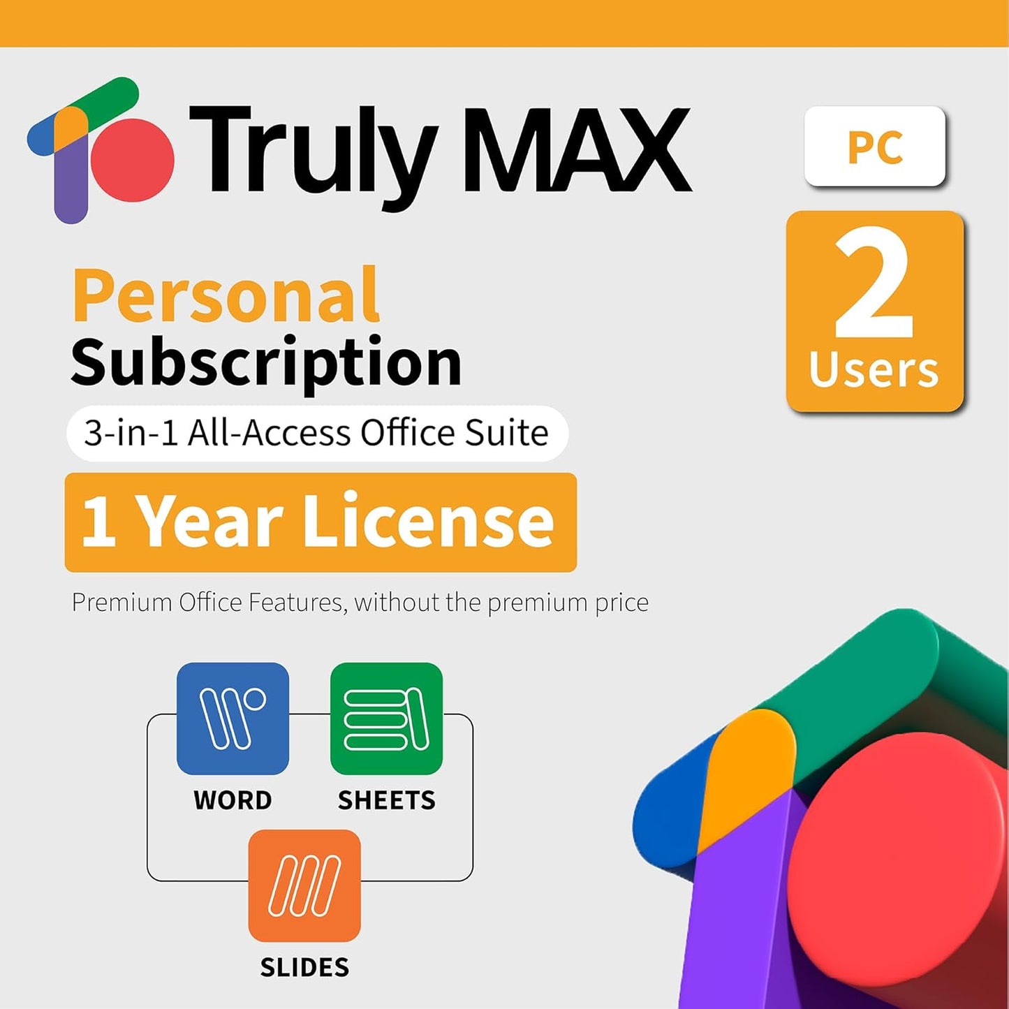 TrulyOffice All-in-One Office Suite | 2 Users, 1-year Subscription