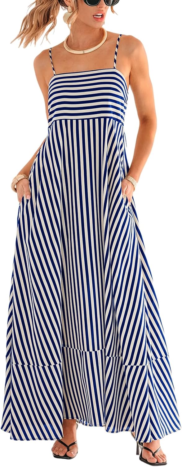 CUPSHE Womens Summer Maxi Dress with Pockets for Beach Fun