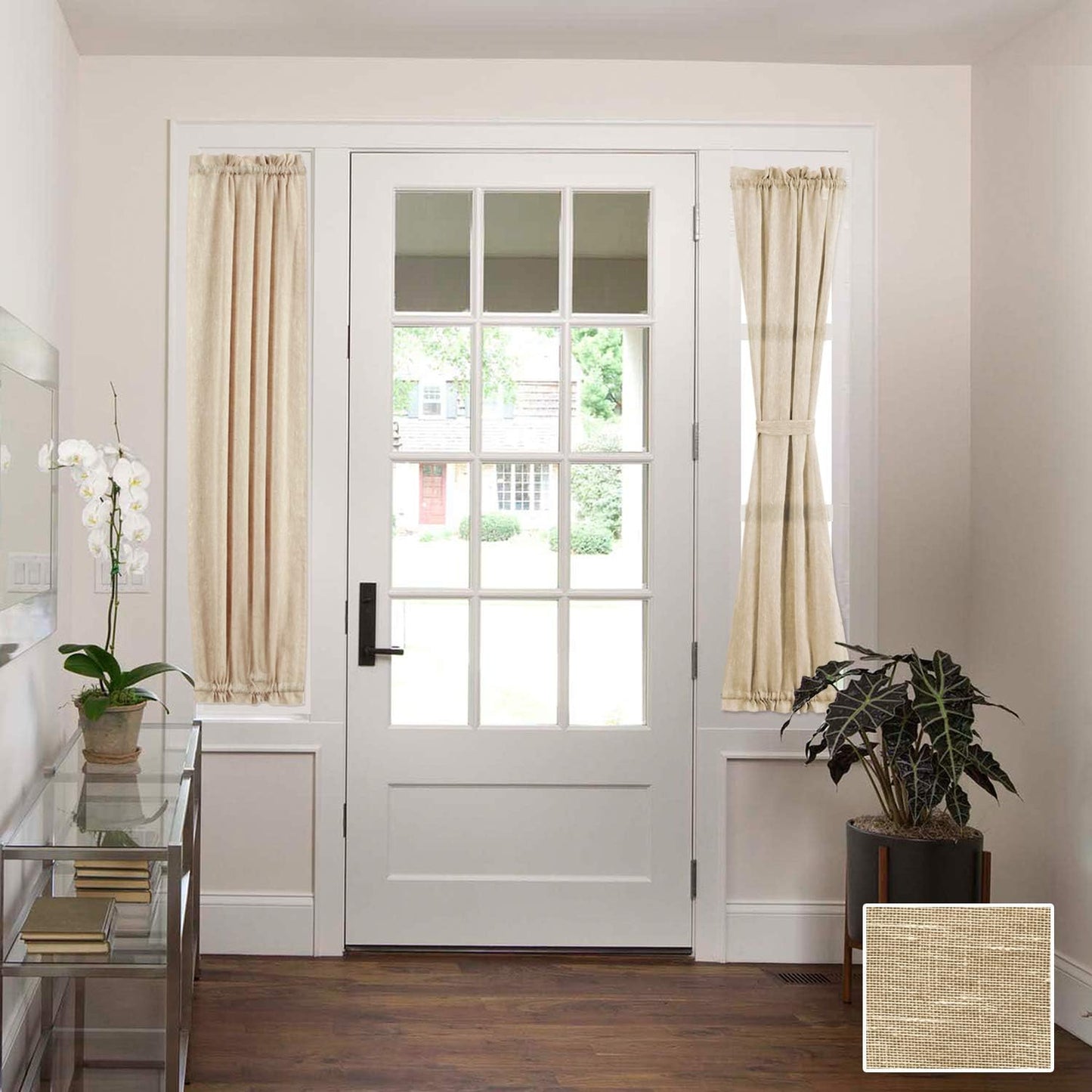 H.VERSAILTEX Linen Sheer Door Curtain - Privacy Tieback