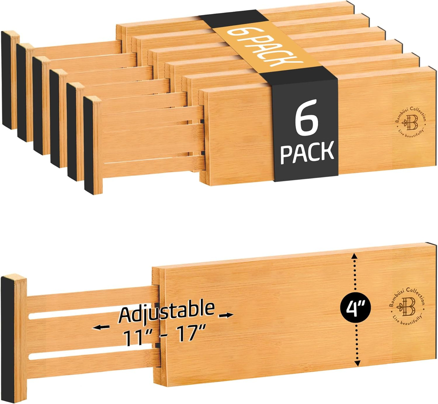 Adjustable Bamboo Drawer Dividers for Organized Storage Solutions