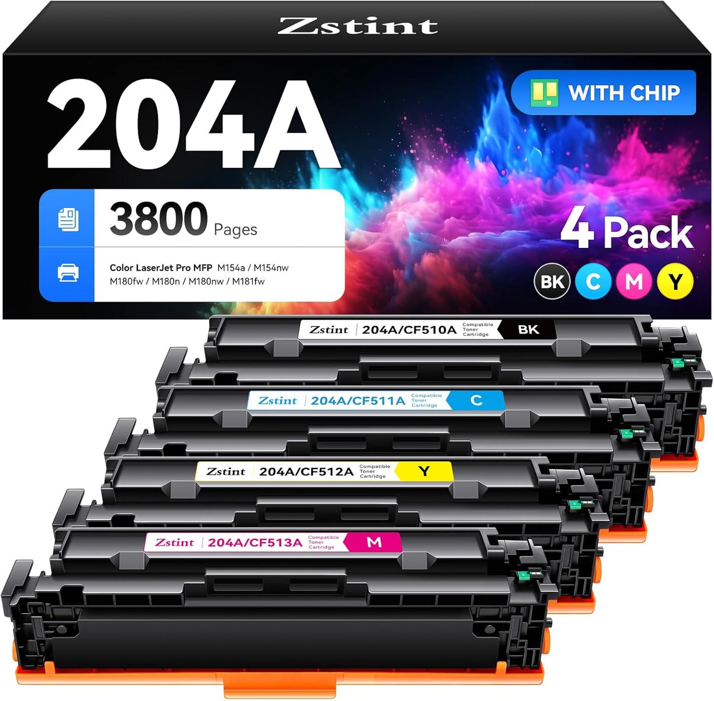 204A Toner Cartridge Set 4-Pack for HP Color Laserjet Printers