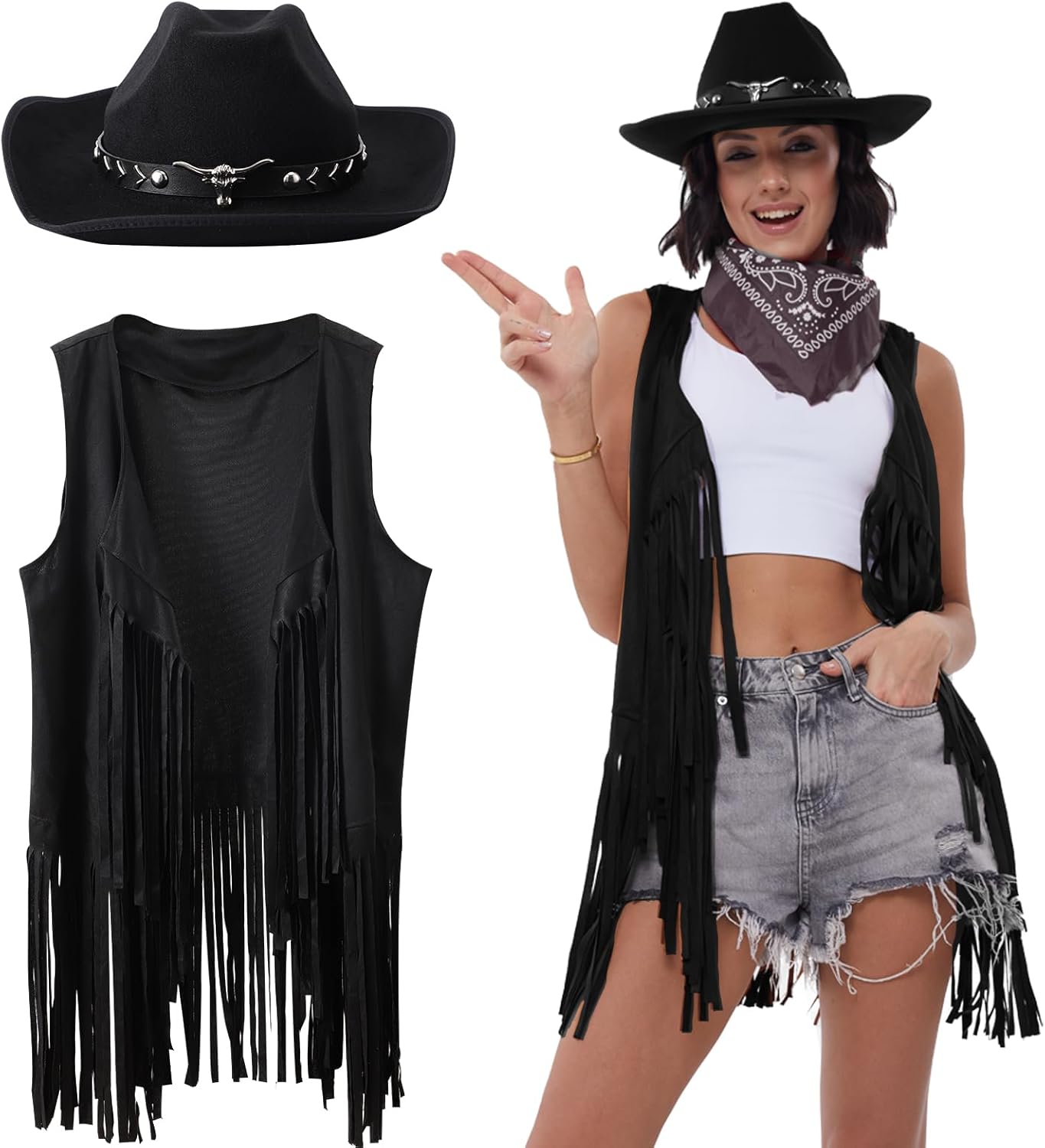 Stylish Western Outfits for Women with Cowgirl Accessories Set