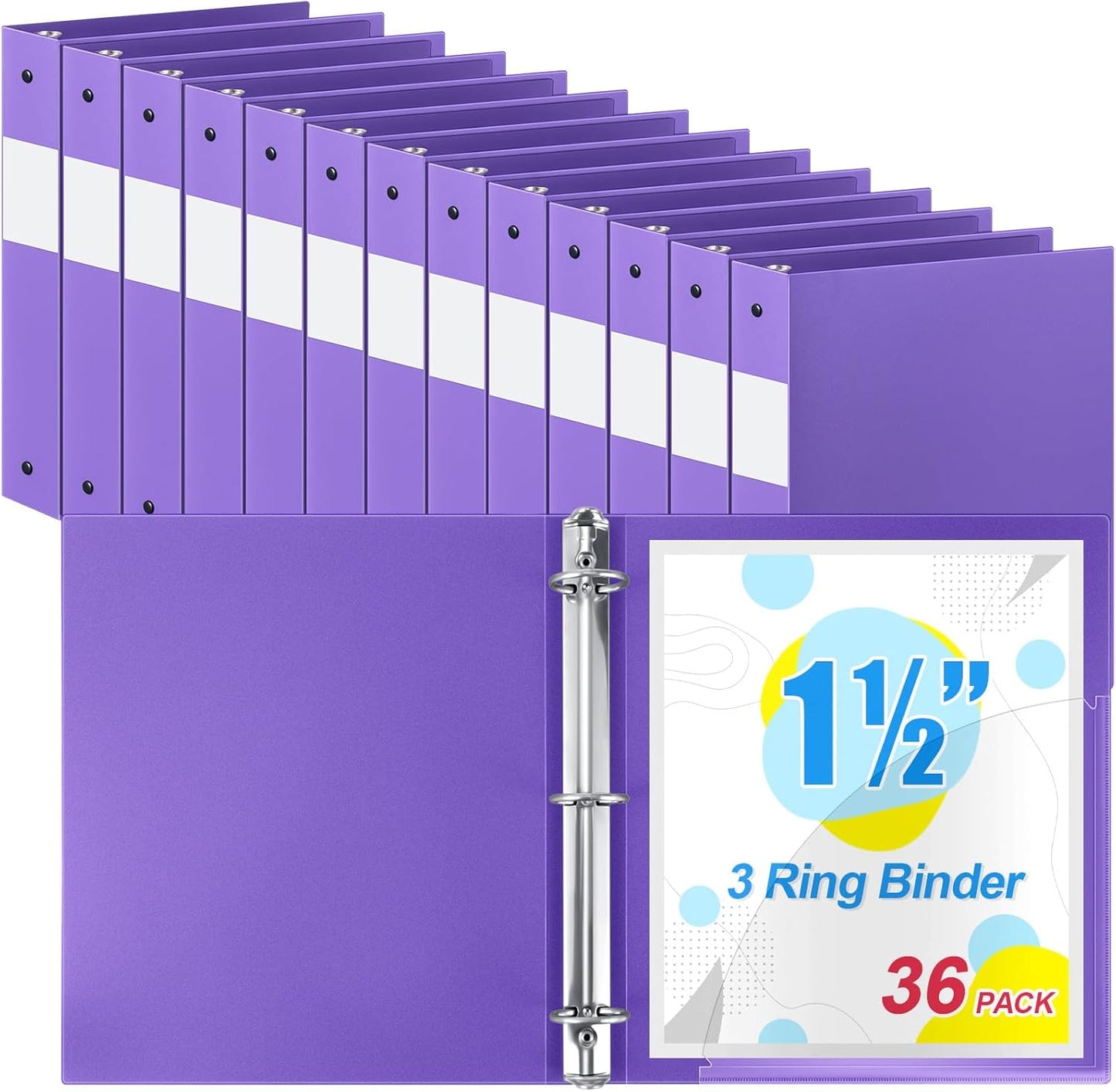 Henoyso 36 Pcs 1.5 Inch Plastic Round Binders for Office Use