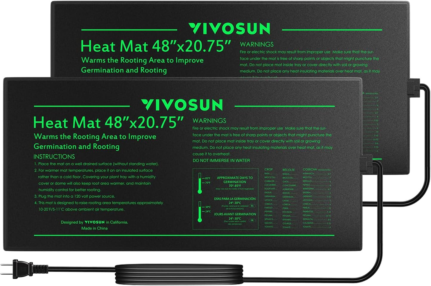 VIVOSUN 48in x 20.75in Waterproof Seedling Heat Mat for Germination