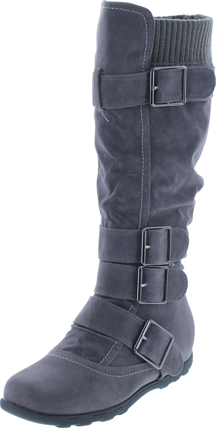 Forever Link Women's Klein-70 Closed Round Toe Buckle Slouch Boots
