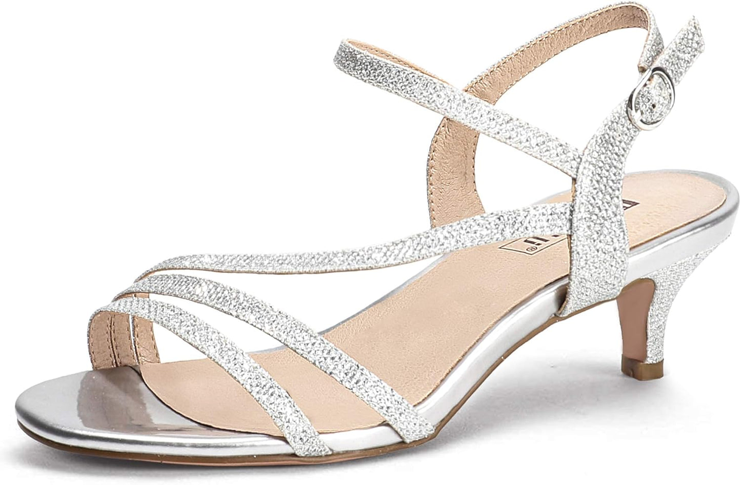 IDIFU Women's Dressy Strappy 2 Inch Low Kitten Heel Sandals