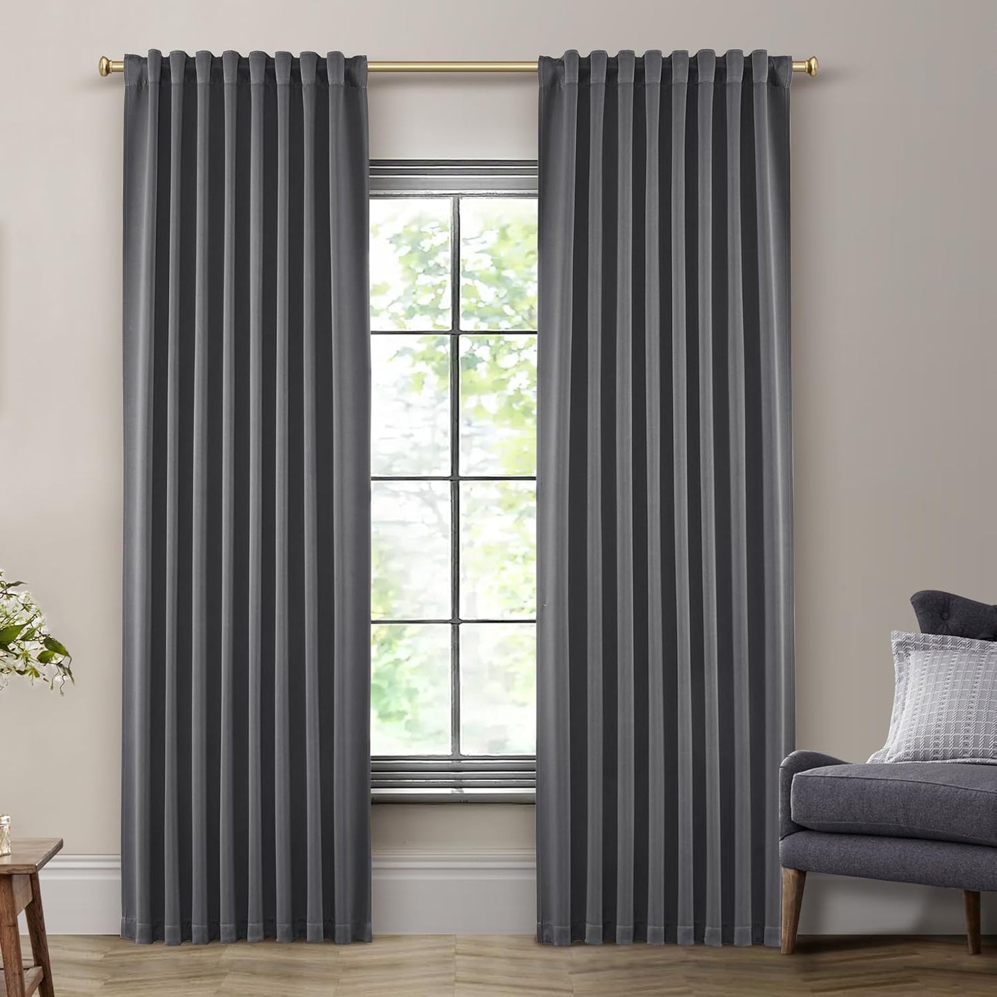 SHINELAND Room Darkening Thermal Insulated Blackout Curtains Set