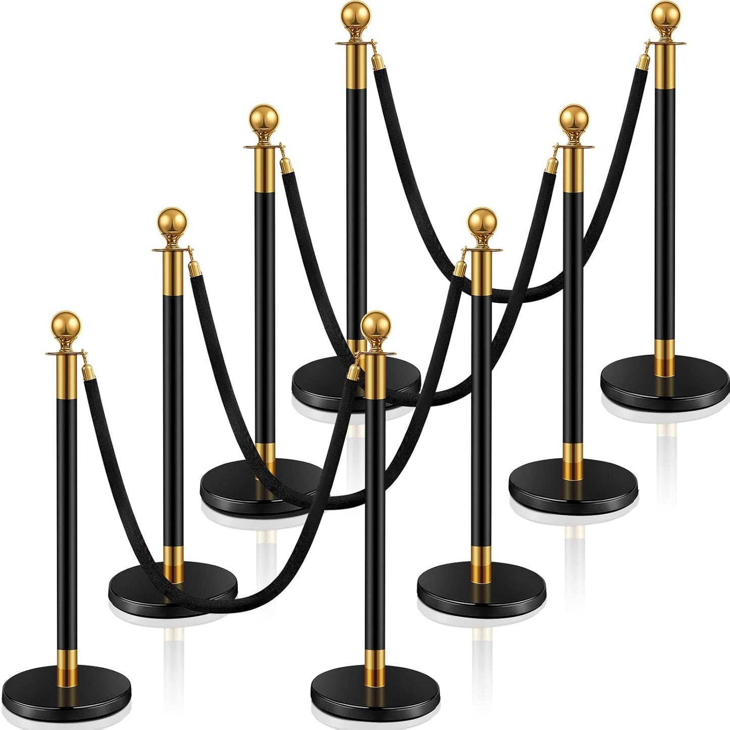 Ferraycle 8 Pcs Stainless Steel Stanchions with Velvet Ropes