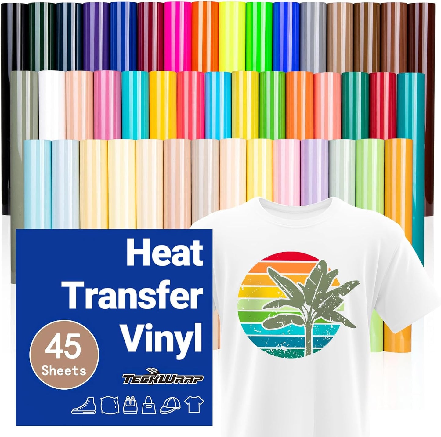 TECKWRAP HTV Vinyl Bundle for DIY T-Shirts and Fabrics