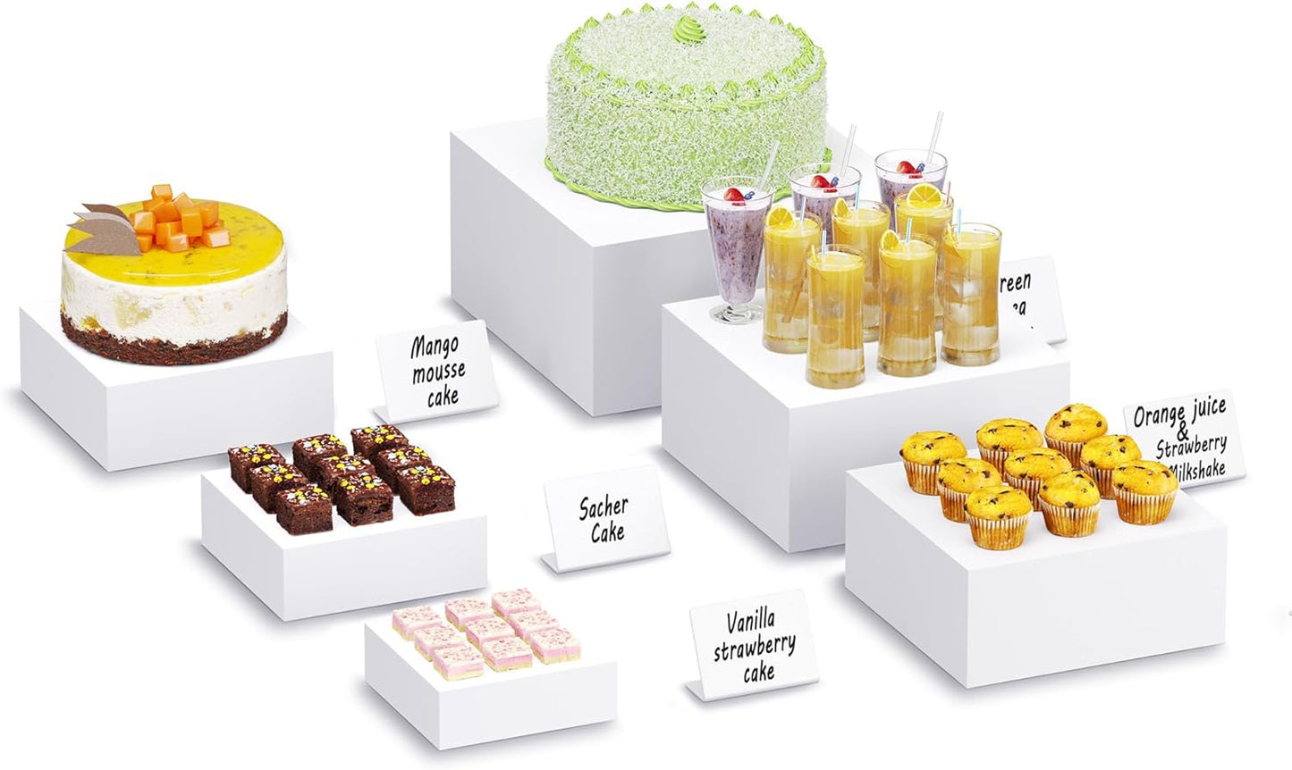 Buffet Risers with Mini Signs for Elegant Food Display