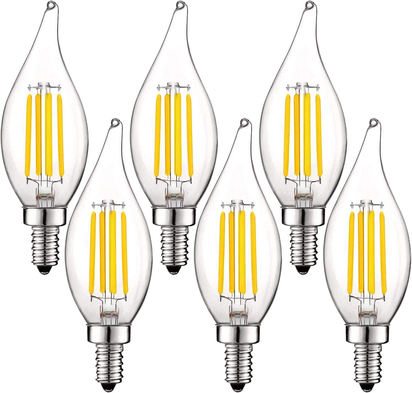 LUXRITE Vintage Candelabra LED Bulb 60W Equivalent for Home