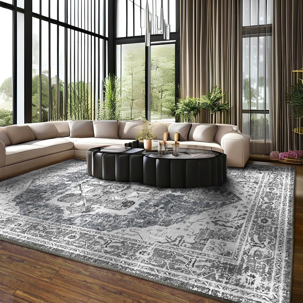 Soft Boho Vintage Area Rugs for Living Room - 8x10 Machine Washable