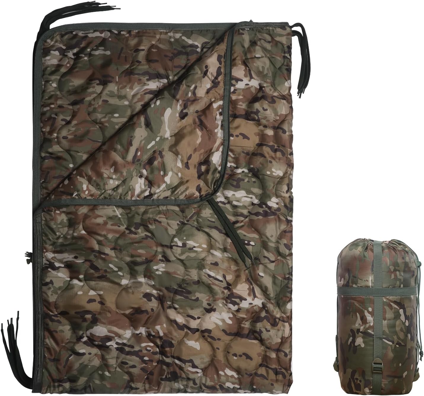 Camo Poncho Liner Military Blanket for Camping and Outdoor Use