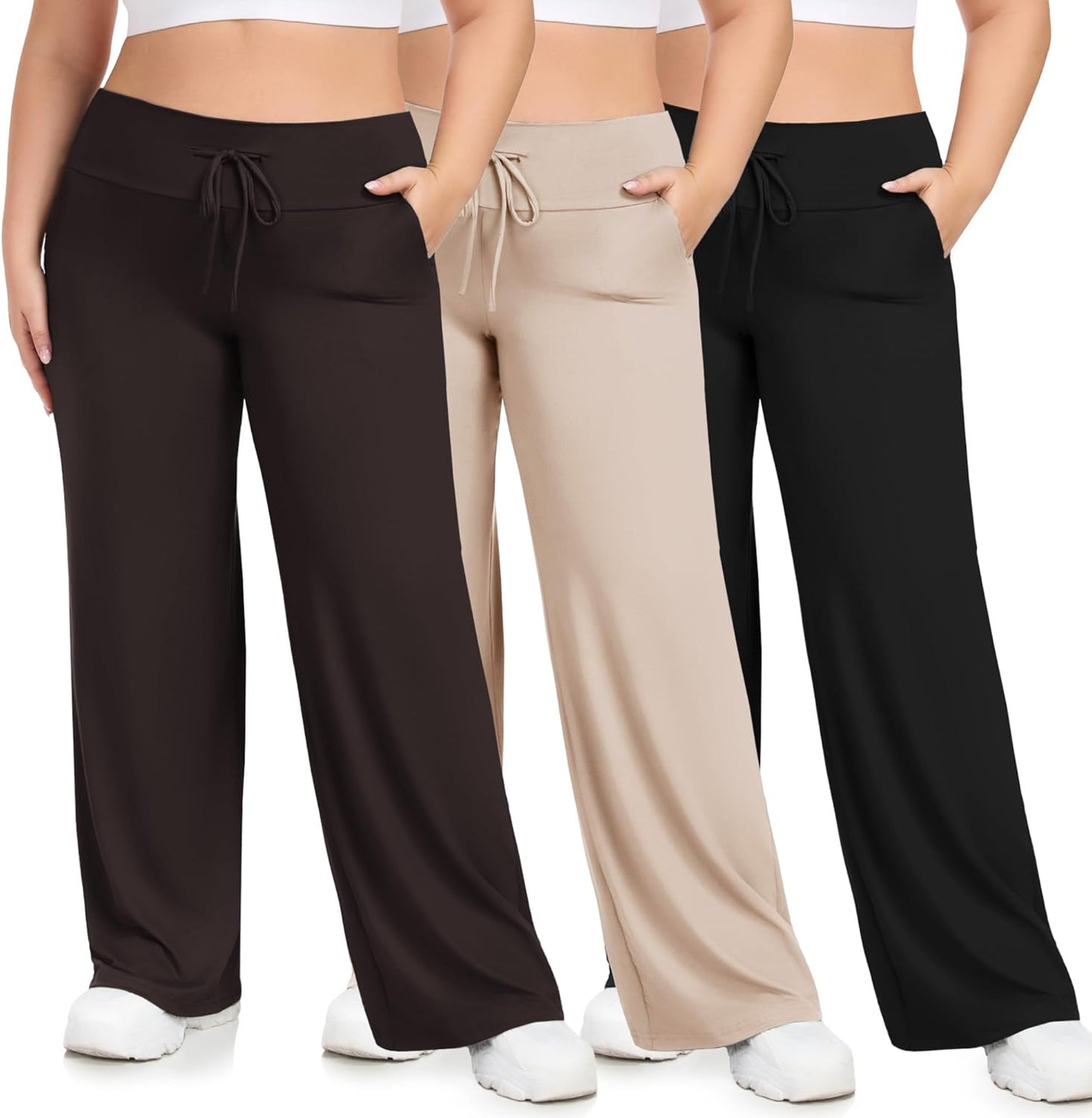 Plus Size Wide Leg Pajama Pants for Women with Pockets